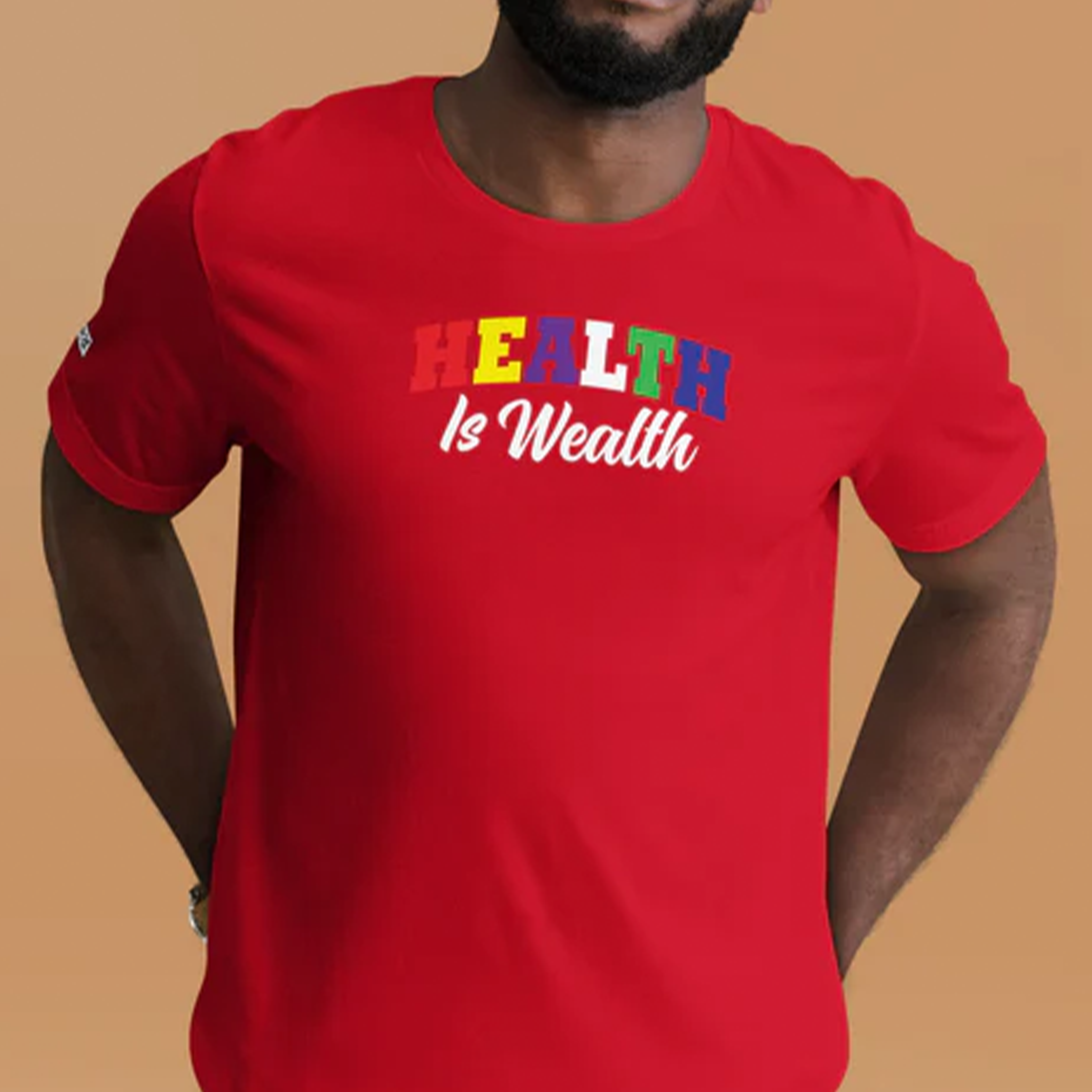 Unisex Health is Wealth College Letter T-Shirt