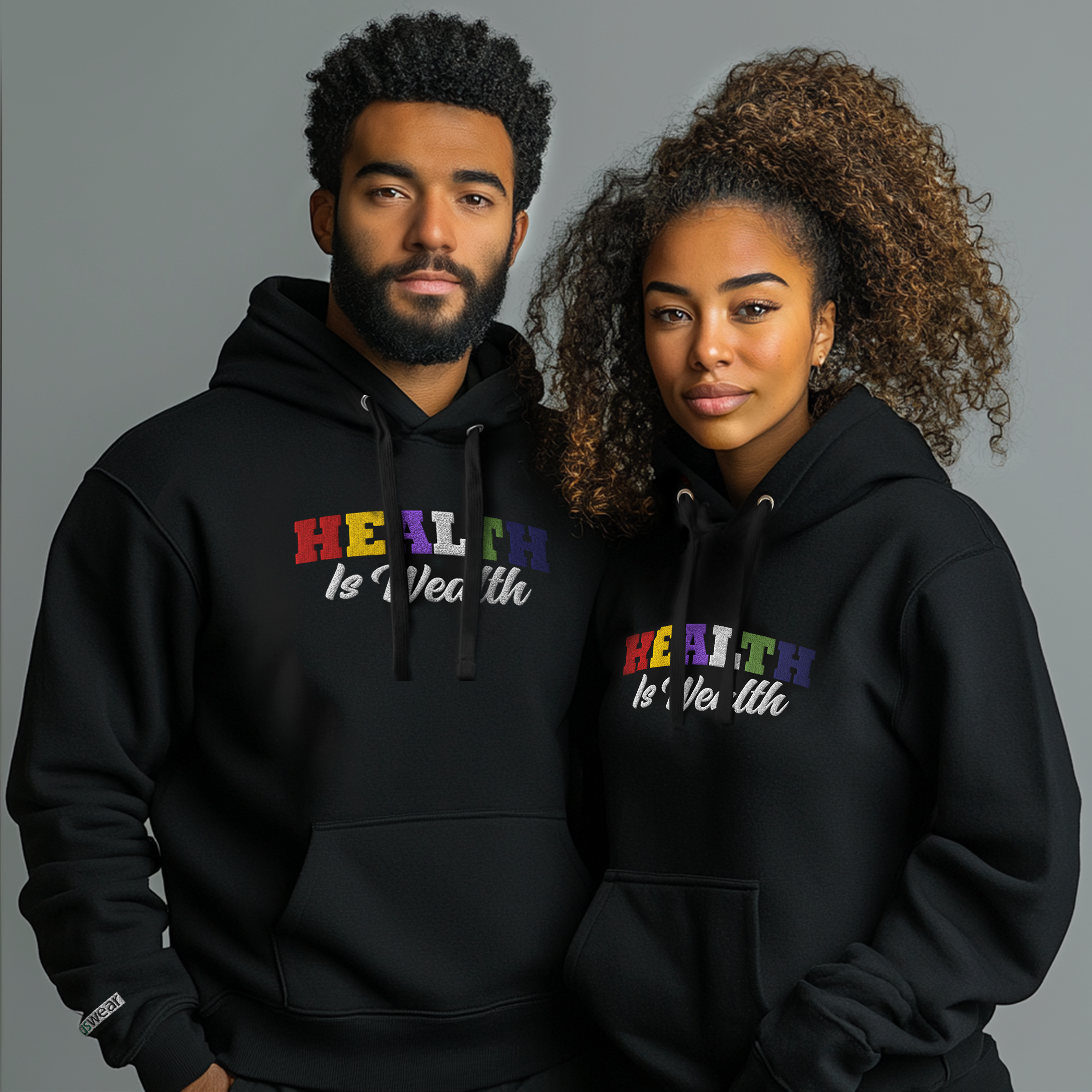 Health Is Wealth Embroidery Unisex Hoodie