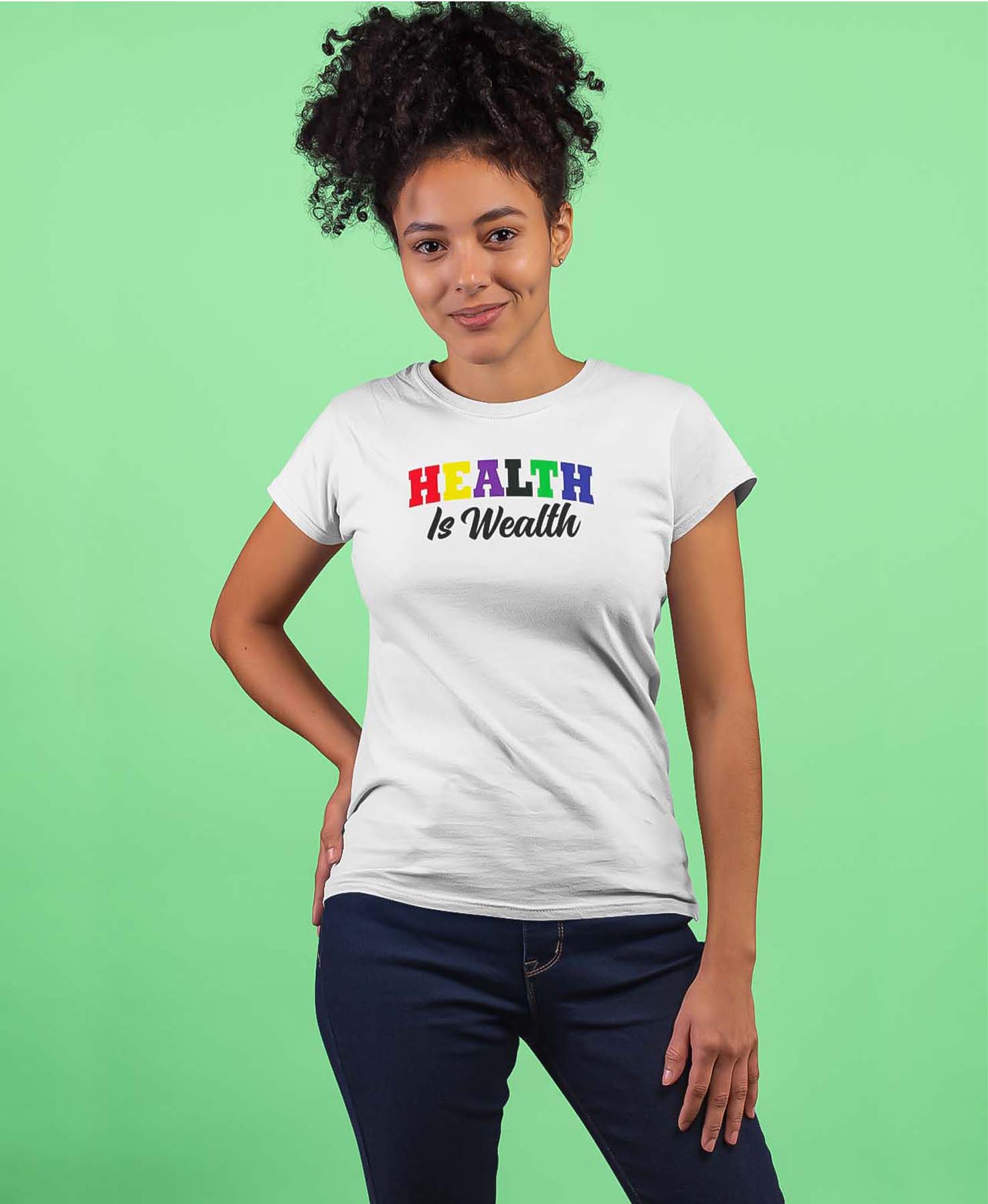 Ladies' Health is Wealth College Letter T-Shirt