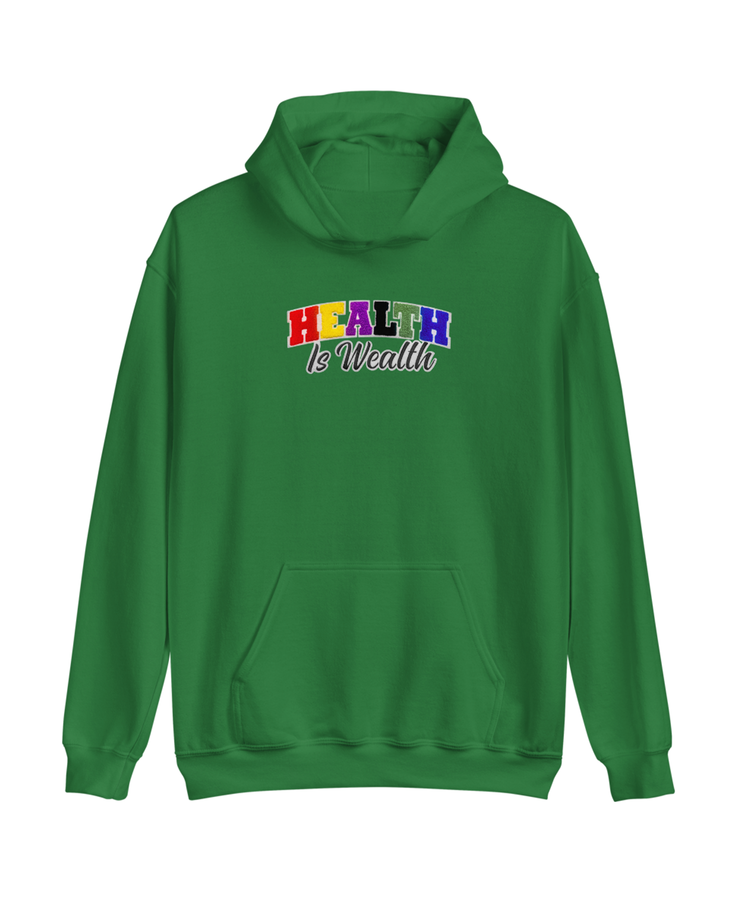 Health Is Wealth College Letter Hoodie